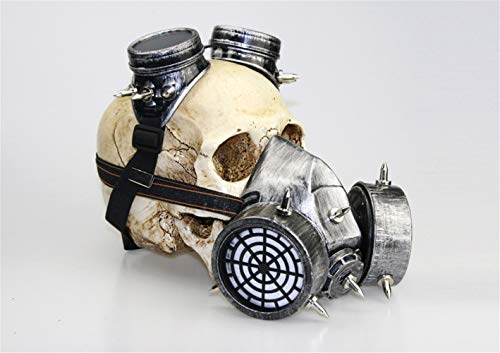 Ulalaza Steampunk Gas Goggles Máscara Retro Gothic Punk Zombie Soldiers Skull Mask para Halloween Cosplay Props