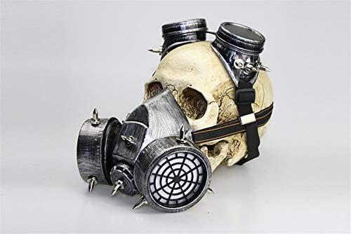 Ulalaza Steampunk Gas Goggles Máscara Retro Gothic Punk Zombie Soldiers Skull Mask para Halloween Cosplay Props