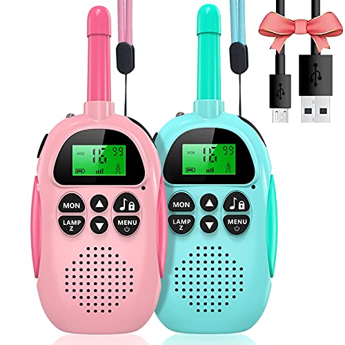 Uleway Juguetes para Niñas de 3-8 Años, Walkie Talkie Niños 16 Canales LCD Pantalla VOX Larga Distancia 3KM, Navidad Cumpleaños Regalos para Niños o Niñas de 3-12 Años