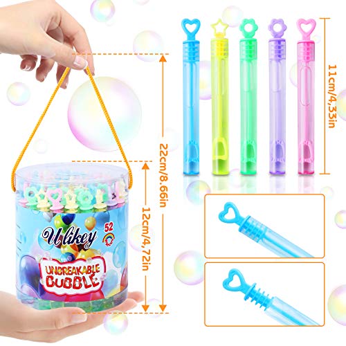 Ulikey 52 PCS Pompas de Jabón de 5 Colores Varitas, Varita de Burbuja, Tubos para Crear Burbujas de Jabon, Surtidos Pompas Jabon para Exterior Interior Favores De Fiesta, Juguetes para Niños