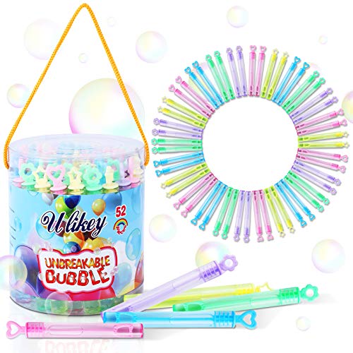 Ulikey 52 PCS Pompas de Jabón de 5 Colores Varitas, Varita de Burbuja, Tubos para Crear Burbujas de Jabon, Surtidos Pompas Jabon para Exterior Interior Favores De Fiesta, Juguetes para Niños