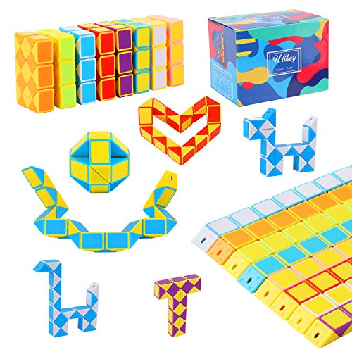 Ulikey 8 Pack de 24 Bloques Magic Snake Cube, Juguetes de Rompecabezas de Serpiente Twist Puzzle, Cubos de Juguete de Serpiente para Llenadores de Bolsos para Fiestas (B)