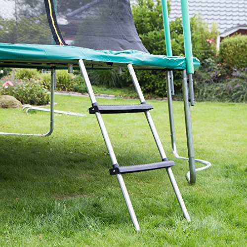 Ultrasport Escalera para cama elástica, escalera estable con 2 escalones antideslizantes, escalera de acero para colgar, accesorio compatible con trampolines con altura de entrada hasta 70 cm