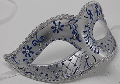 Unbekannt Mujer Azul y Plata Cristal Jeweled Palazzo zianischen Masquerade Partei Carnaval Máscara