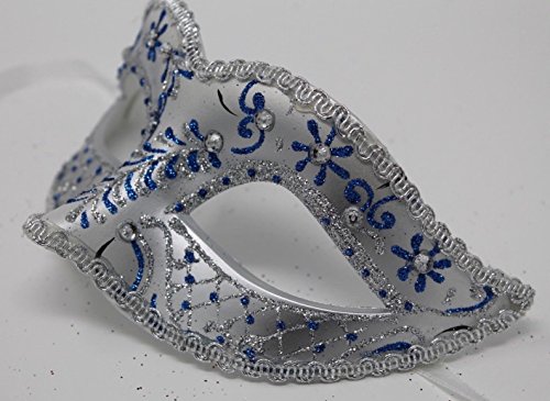 Unbekannt Mujer Azul y Plata Cristal Jeweled Palazzo zianischen Masquerade Partei Carnaval Máscara