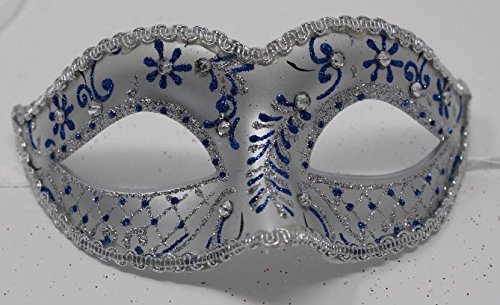 Unbekannt Mujer Azul y Plata Cristal Jeweled Palazzo zianischen Masquerade Partei Carnaval Máscara