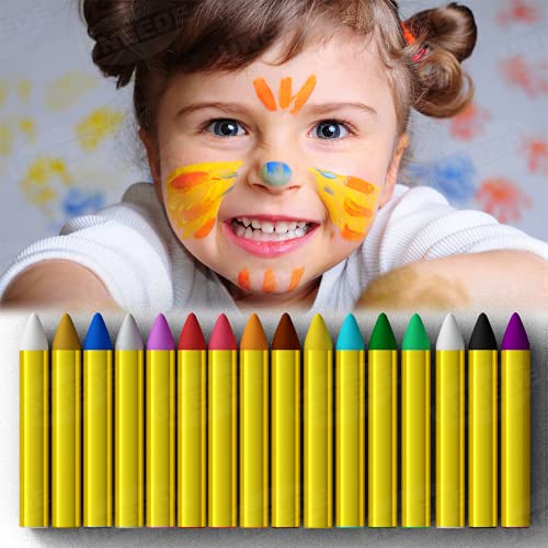 UNEEDE Pintura Facial, 16 Colores Pinturas Cara para Niños Face Body Paint Crayons Seguros y No Tóxicos Maquillaje Carnival Set para Halloween, Birthday, Navidad, Cosplay,Fiestastura