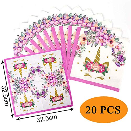 Unicorn Party Supplies Set Kit de vajilla de decoración de fiesta Unicornio Vajilla desechable Servilletas de papel Platos de papel para niñas Princesa Fiesta de cumpleaños Favores paquete de 41