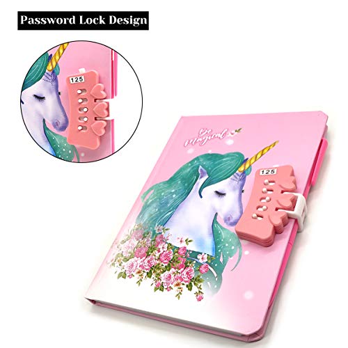 Unicornio Cuaderno,Cuaderno de niñas Diario con Candado de Corazón,Cuaderno de Arcoíris Cuaderno de Bricolaje Cuaderno de Diario Diario,Unicorn Secret Estilo con Cerradura y Llaves