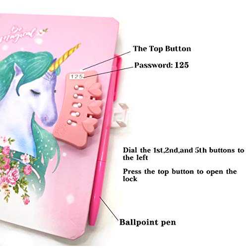 Unicornio Cuaderno,Cuaderno de niñas Diario con Candado de Corazón,Cuaderno de Arcoíris Cuaderno de Bricolaje Cuaderno de Diario Diario,Unicorn Secret Estilo con Cerradura y Llaves