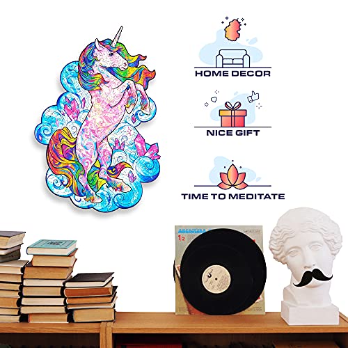 Unidragon Rompecabezas de madera, el mejor regalo para adultos y niños, piezas de rompecabezas de forma única inspirador unicornio, 17,78 x 24,1 cm, 103 piezas, pequeño