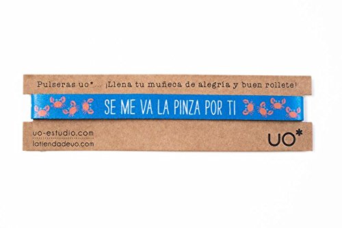 UO-Pulsera Estampado Se ma va la Pinza por ti, Color Azul Marino y Coral