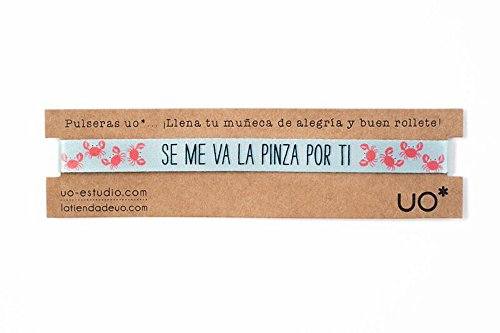 UO-Pulsera Estampado Se ma va la Pinza por ti, Color Turquesa y Coral