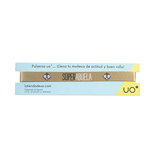 UO-Pulsera Estampado Súper Abuela, Color Dorado