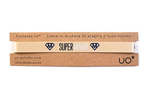 UO-Pulsera Estampado Supermama, Color Dorado