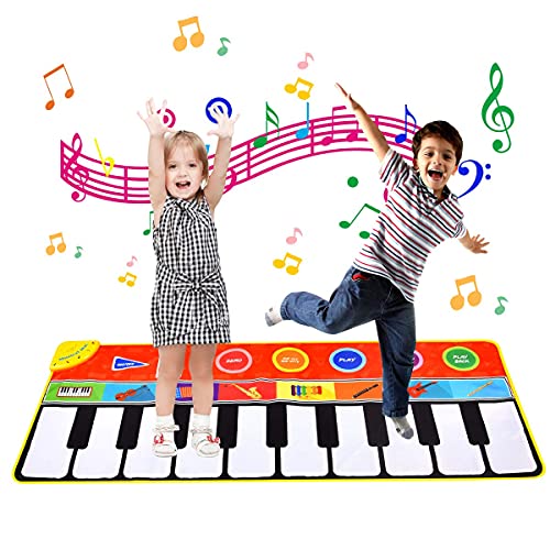 Upgrow Alfombrilla de piano, Alfombrilla de baile con 8 instrumentos, juguetes para niños 3-10 años, teclados musicales infantiles, regalo para bebés, niños, niñas(148x60 cm)