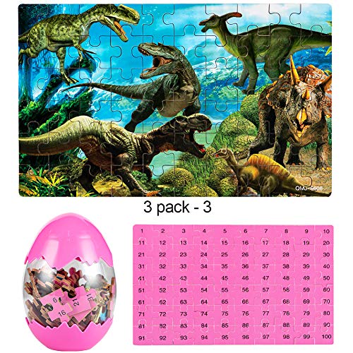 Uping Puzzles de Madera Puzzles Infantiles Rompecabezas de Madera 3 Años-8 Años, Dinosaurios Juguetes Juego de Regalo Educativo para Niños 60 Piezas 3 Paquetes