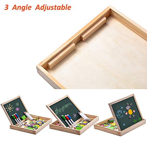 Uping Puzzles Rompecabezas Magnéticos de Madera, 100 Piezas, Tablero de Dibujo de Doble Cara Magnético, Juguete Educativo, para Niños de 3+