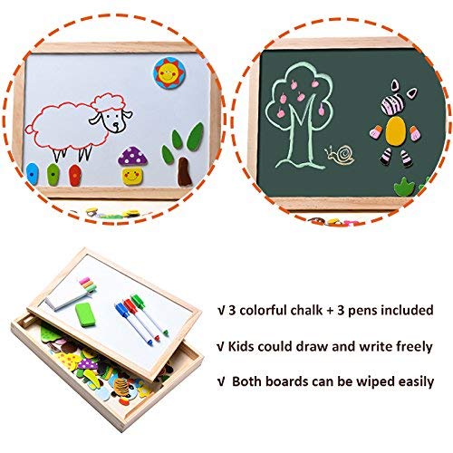 Uping Puzzles Rompecabezas Magnéticos de Madera, 100 Piezas, Tablero de Dibujo de Doble Cara Magnético, Juguete Educativo, para Niños de 3+