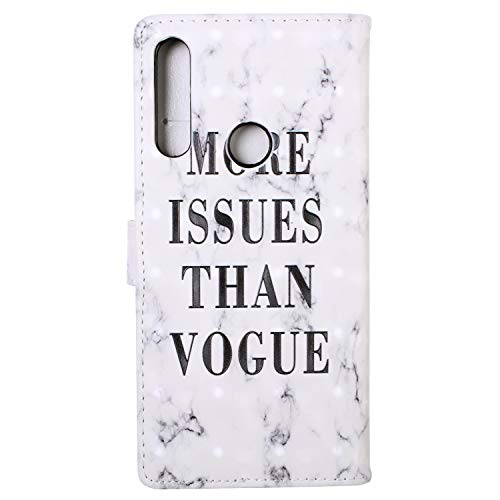 Uposao Funda Compatible con Huawei P Smart Z Funda Piel Sintética PU Cuero Libro Billetera Carcasa Brillante Glitter 3D Motif Marbre Soporte Plegable,Magnético Flip Funda,Vogue