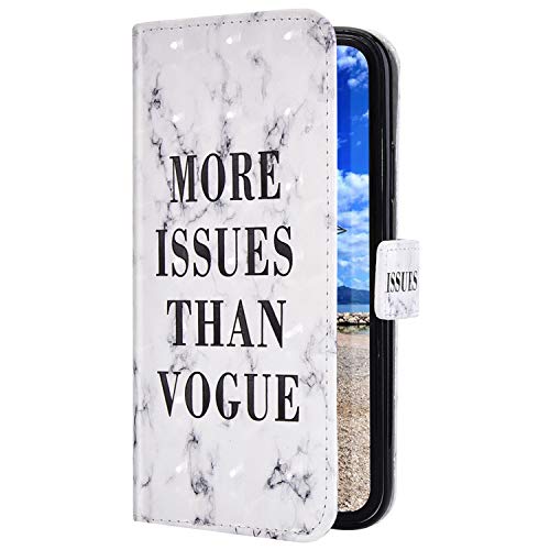 Uposao Funda Compatible con Huawei P Smart Z Funda Piel Sintética PU Cuero Libro Billetera Carcasa Brillante Glitter 3D Motif Marbre Soporte Plegable,Magnético Flip Funda,Vogue