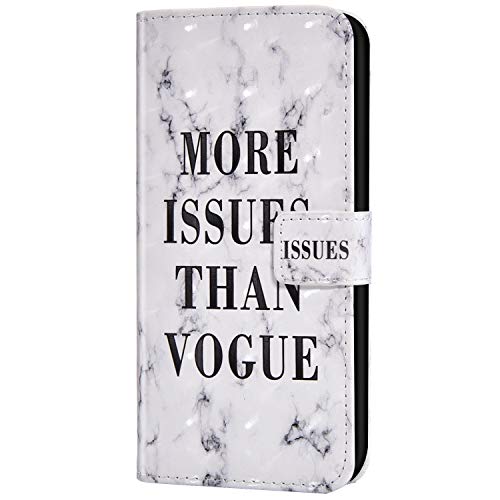 Uposao Funda Compatible con Huawei P Smart Z Funda Piel Sintética PU Cuero Libro Billetera Carcasa Brillante Glitter 3D Motif Marbre Soporte Plegable,Magnético Flip Funda,Vogue