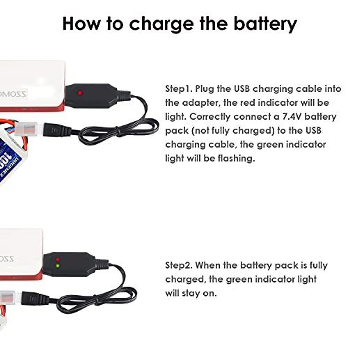 URGENEX 2S - Batería de polímero de litio (7,4 V, 1100 mAh, 35 C, recargable, compatible con enchufe Deans T, escala 1/16, sin escobillas, Q903, HBX 16889, 16890, XLH, Q903, Q901 y Q902, 2 unidades)