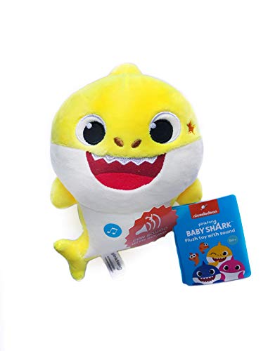 USA OFFICIAL Baby Shark Peluche amarillo 17 cm Sigla Canzone Original Plush Suave Spandex