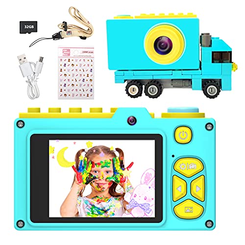 Ushining Cámara Digital para Niños, Selfie Video Camara para Niños con Pantalla de 2 Pulgadas, Camara Fotos Infantil con Tarjeta Micro SD de 32 GB, Regalos Juguete para 3 a 12 Años Niños y Niñas