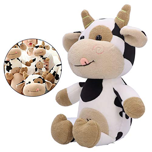 Vaca de Peluche de Juguete Lindo Animal de Dibujos Animados de Ganado Becerro muñeca de Juguete de Peluche de Vaca Juguete de Peluche para niños Regalo de cumpleaños(30cm)