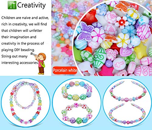 VAIYNWOM Cuentas para Enhebrar para Niños, Abalorios para Hacer Pulseras, Manualidades, Joyas, Perlas para Enhebrar, Collares, Juego de Regalo para Niños 4+ Años, 24 Colores, Porcelana Blanco Estilo