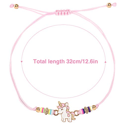 vamei 12 Piezas Pulseras de la Amistad para Niña Pulseras Trenzadas Ajustable Linda Arcoíris Corona Panda Unicornio Pulsera Tejida Regalos Cumpleaños para Niños