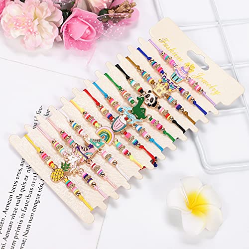 vamei 12 Piezas Pulseras de la Amistad para Niña Pulseras Trenzadas Ajustable Linda Arcoíris Corona Panda Unicornio Pulsera Tejida Regalos Cumpleaños para Niños