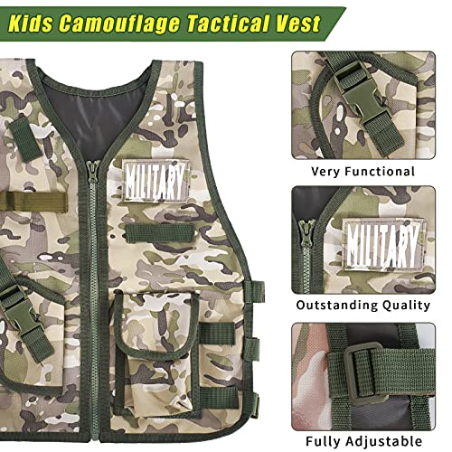 vamei 14 Piezas Disfraz de Soldado Niño Disfraz Camuflaje Militar para Niño con Chaleco Militar Telescopio Walkie de Juguete Talki Regalo para Niños Halloween Fiesta Carnaval