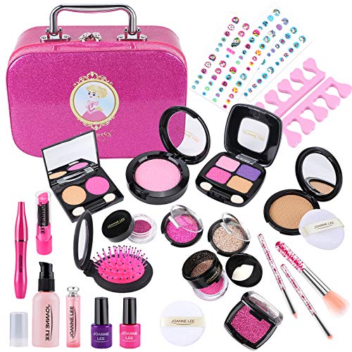 vamei Maquillaje Niñas 26 Piezas Kit de Juguete de Maquillaje Cosméticos Juego de Maquillaje para Cumpleaños Maletin Kit Regalos de Cumpleaños para Niñas 3 4 5 6 7 8 Años (Cosméticos Falsos)