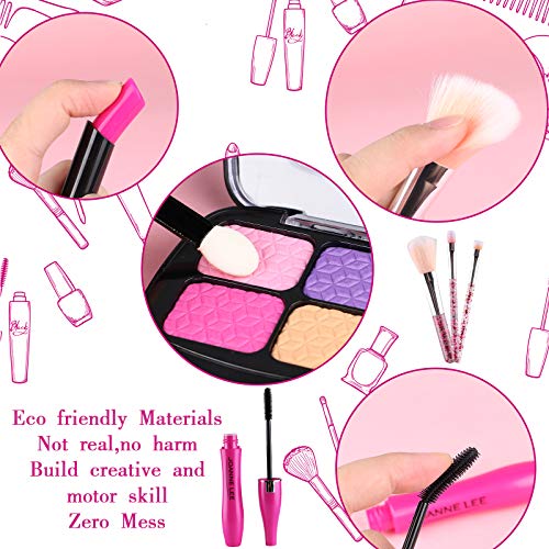 vamei Maquillaje Niñas 26 Piezas Kit de Juguete de Maquillaje Cosméticos Juego de Maquillaje para Cumpleaños Maletin Kit Regalos de Cumpleaños para Niñas 3 4 5 6 7 8 Años (Cosméticos Falsos)