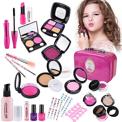 vamei Maquillaje Niñas 26 Piezas Kit de Juguete de Maquillaje Cosméticos Juego de Maquillaje para Cumpleaños Maletin Kit Regalos de Cumpleaños para Niñas 3 4 5 6 7 8 Años (Cosméticos Falsos)