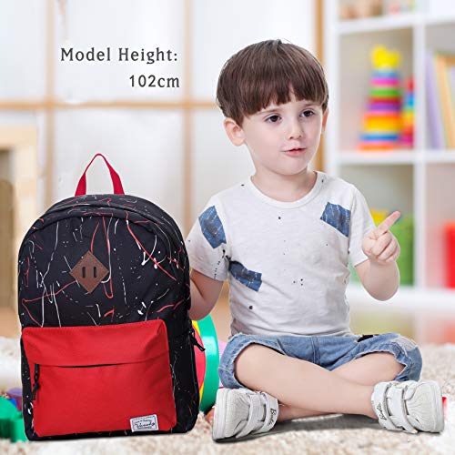 VASCHY Mochila Infantil,Mochila Escolar Niña Niños Mochila Preescolar con Hebilla de Pecho y Etiqueta de Nombre (Negro-11,5 litros)