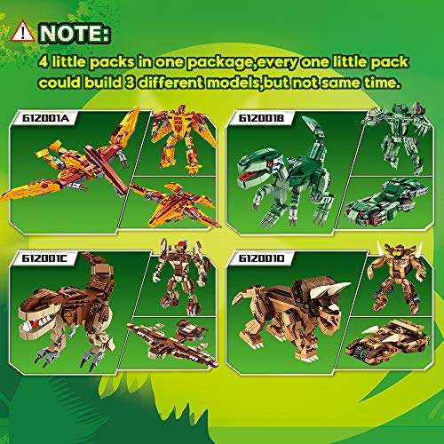 VATOS Juguetes de construcción de dinosaurio para niños: 979 piezas Juego de construcción 12 modelos para niños de 5 6 7 8 9 10 11 12 años Figuras Tiranosaurio Bloques de Kits de regalos para fiesta