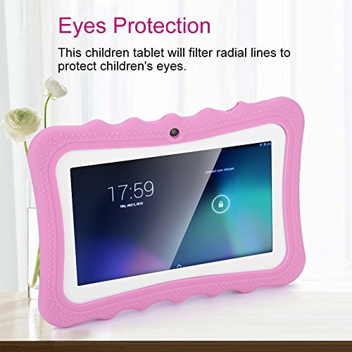 Vbestlife Tableta para Niños Pantalla Táctil de 7 Pulgadas para Niños Infantil Tablet PC Protección para los Ojos Conexión WiFi Larga Vida útil para Aprendizaje (Rosa)