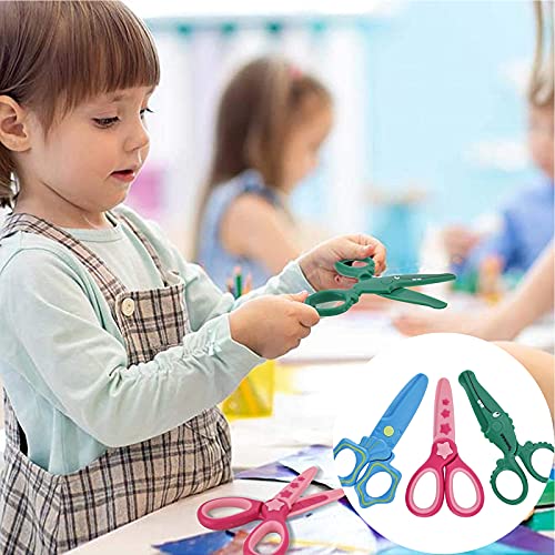 Veaoiy Tijeras Coloridas Decorativas 3Pcs Tijeras de Seguridad para Niños Preescolar de Entrenamiento Artesanales para Manualidades Papel