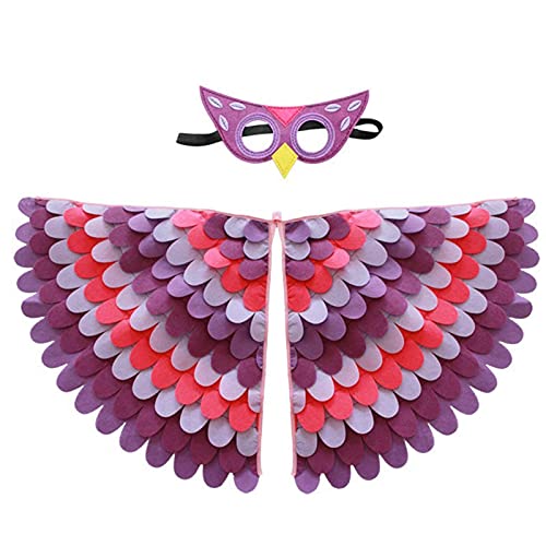 Vecksoy Vestido colorido con alas de loro diadema pájaro ala máscara de vestir disfraz niña niño cosplay fiesta regalo 100 cm