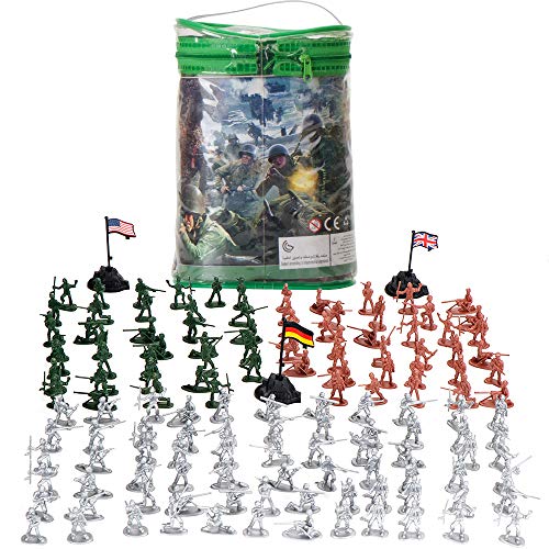 Veluoess 300 Piezas Soldados de Juguete de Plástico Militar, Acción Conjunto del Ejército Figuras, Soldados del Ejército de Juguete en 3 Colores Figuras de Hombres del Ejército Juguete para Niños