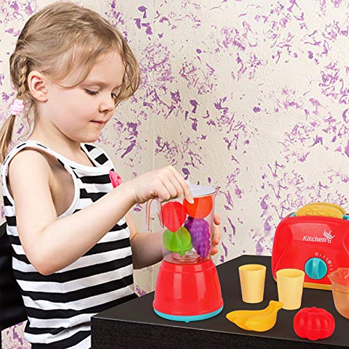 Veluoess Juego de Utensilios de Cocina de Juguete, Juego de Rol Juguete de Cocina, Infantil Accesorios para Cocina de Juguete, Set de Juguetes de Desayuno Fingir Juego de Cocina para Niños