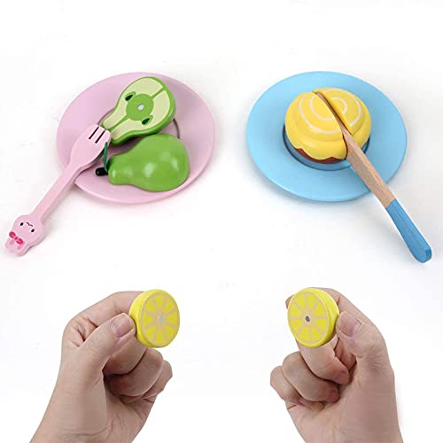 Veluoess Juguete de Cocina para Niños,Juguete Alimentos de Madera Juguete de Picnic con Accesorios para Frutas y Postres Cesta y Esterilla de Picnic,Juego de Imitación Juguetes Educativos para Niños