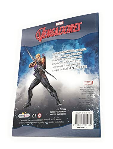 Vengadores Super Pegacolor Cuaderno Vengadores Para Colorear Dibujos Y Pegar pegatinas. Diviértete con Marvel Vengadores Colorear y pegar 40 Pegatinas.