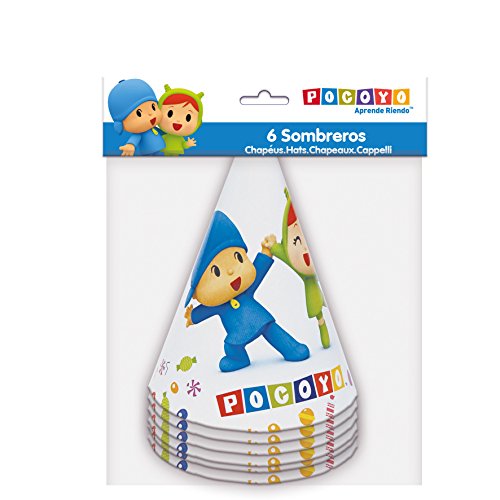 Verbetena, 016001518, pack 6 sombreros fiesta Pocoyo y Nina, producto de carton