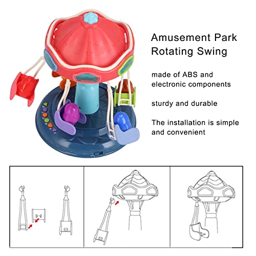 VGEBY Juguete Modelo de Columpio Giratorio, Parque de Atracciones Eléctrico de Música Ligera Columpio Giratorio para Regalo de Niños(Columpio)