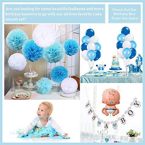 Vibury Baby Shower Decoración, Decoraciones Fiesta de Bienvenida de Bebe Niño Bandera It's A Boy, Baby Shower Globos, 9 Pompones, 18 Globos, Mummy to be Faja y Confeti