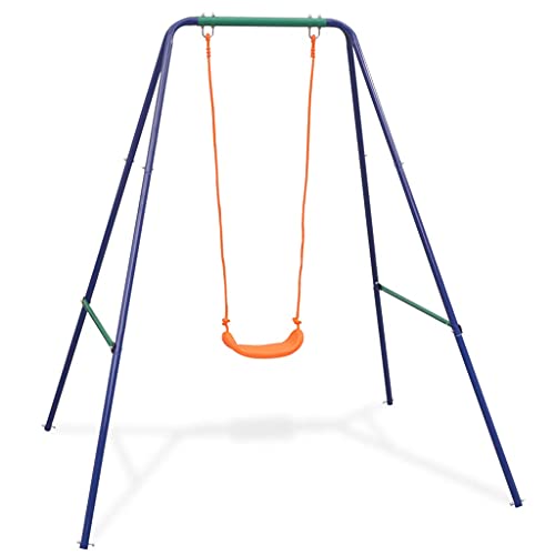 vidaXL Columpio para Niños Pequeños y para Bebés 2 en 1 con Asiento Juguete Parque Infantil Acero y Plástico Naranja